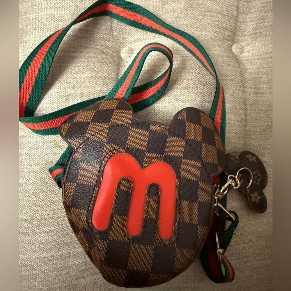 Brown and Red Crossbody "M" Bag